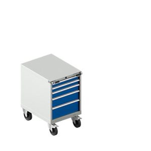 Schäfer Shop Select Schubladenschrank mit Rollen WSK 36-27, 5 Schübe, bis 75 kg, B 717 x T 572 x H 920 mm, lichtgrau/enzianblau