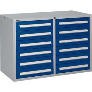 Schäfer Shop Select Schubladenschrank SF 120, 12 Schübe mit Etikettenschildern, abschließbar, B 1055 x T 500 x H 723 mm, weißaluminium RAL 9006/enzianblau RAL 5010 Schäfer Shop Select Schubladenschrank SF 120, 12 Schübe mit Etikettenschildern, abschließbar, B 1055 x T 500 x H 723 mm, weißaluminium RAL 9006/enzianblau RAL 5010