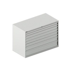 Schäfer Shop Select Schubladenschrank WSK 78–36 E, Stahl, 8 Schübe, 75 kg Traglast, B 1431 mm x T 725 mm x H 1000 mm, lichtgrau/lichtgrau