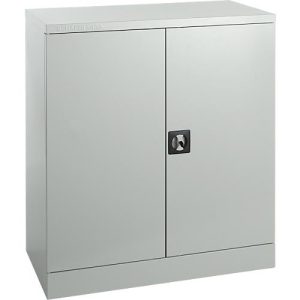 Schäfer Shop Select Stahlschrank, 2 OH, 2 höhenverstellbare Einlegeböden, Drehzylinderschloss, B 916 x T 422 x H 1000 mm, lichtgrau RAL 7035/lichtgrau RAL 7035