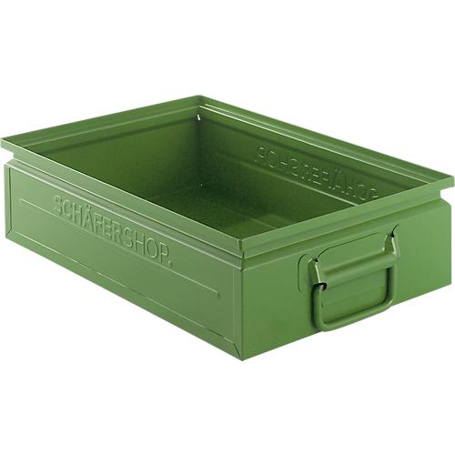 Schäfer Shop Select Stapelbox, 16 l, 100 kg, L 478 x B 307 x H 120 mm, Stahl, RAL 6011 (resadagrün)