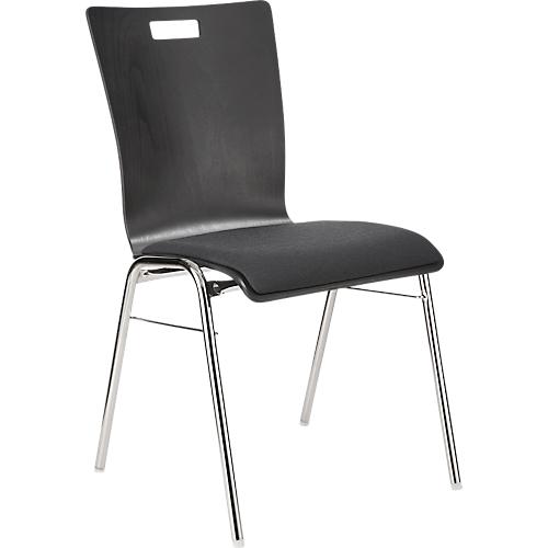 Schäfer Shop Select Stapelstuhl Schwarzgrau, stapelbar bis 10 Stück, desinfektionsmittelbeständig, mit Stoffpolster, B 430 x T 410 x H 450 mm, Holz & Stahl