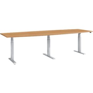 Schäfer Shop Select Tisch, elektrisch höhenverstellbar, Boot, T-Fuß, B 2800 x H 640-1300 mm, Buche/weißaluminium Schäfer Shop Select Tisch, elektrisch höhenverstellbar, Boot, T-Fuß, B 2800 x H 640-1300 mm, Buche/weißaluminium