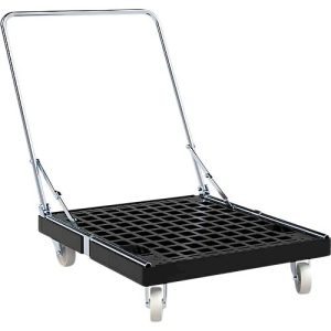 Schäfer Shop Select Transportroller BASICline, bis 500 kg, klappbarer Schiebebügel, L 815 x B 724 x H 192 mm, Recycling-HDPE, schwarz