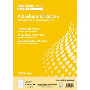 Schäfer Shop Select Universal-Etiketten, wiederablösbar, 210 x 297 mm, 25 Stück Schäfer Shop Select Universal-Etiketten, wiederablösbar, 210 x 297 mm, 25 Stück