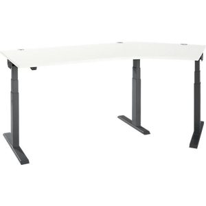 Schäfer Shop Select Winkelschreibtisch ERGO-T 2.0, elektrisch höhenverstellbar, 135° Winkel rechts, T-Fuß, B 2000 mm, weiß/anthrazit
