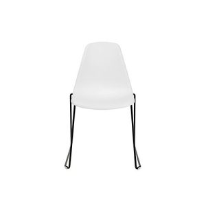 Schalenstuhl Topstar T2020, Kufengestell, ergonomische Sitzschale, stapelbar bis 4 Stück, Sitzhöhe 450 mm, 2er-Set, ohne Armlehnen, weiß/schwarz