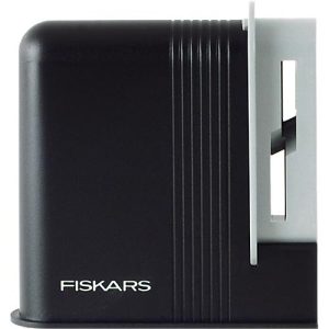 Scherenschärfer Fiskars, für Rechtshänder, nicht geeignet für gezahnte, gezackte & gebogene Scheren, L 102 x B 98 x H 35 mm, schwarz-grau