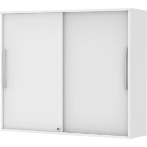 Schiebetür-Aufbauschrank BARI, 4 Böden, Schloss, Mitteltrennwand, B 1200 x T 430 x H 1057 mm, weiß