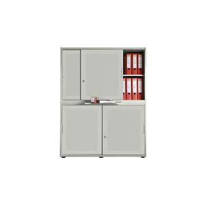 Schiebetürenschrank, Akustikfront, B 1200 mm, 4 OH, silber