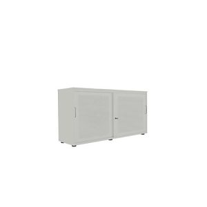 Schiebetürenschrank, Akustikfront, B 1350 mm, 4 OH, silber