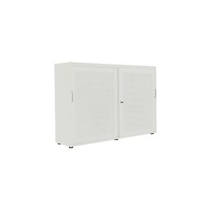Schiebetürenschrank, Akustikfront, B 1600 mm, 3 OH, lichtgrau