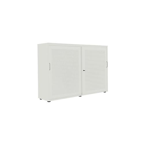 Schiebetürenschrank, Akustikfront, B 1600 mm, 3 OH, lichtgrau