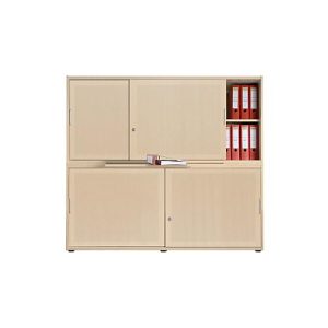 Schiebetürenschrank, Akustikfront, B 1600 mm, 4 OH, Ahorn-Dekor