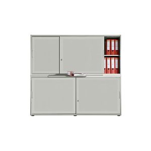 Schiebetürenschrank, Akustikfront, B 1600 mm, 4 OH, silber
