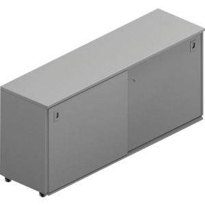 Schiebetürenschrank ARLON OFFICE, 2 Fächer, abschließbar, Muschelgriffe, B 1600 x T 450 x H 730 mm, grau