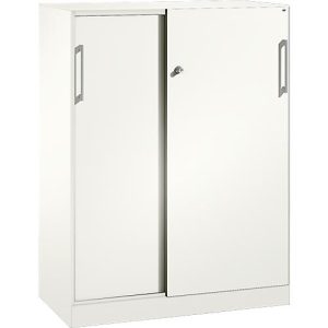 Schiebetürenschrank ASISTO C 3000, 3 Ordnerhöhen, mit Abdeckplatte, Breite 1000 mm, weiß/weiß