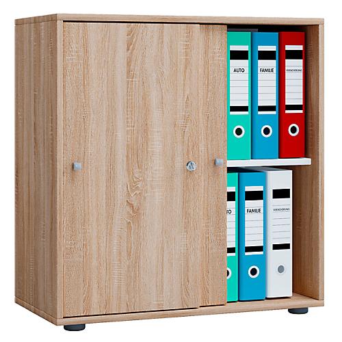 Schiebetürenschrank, aus Holz, abschließbar, 2 OH, B 700 x T 400 x H 740 mm, Sonoma Eiche Dekor