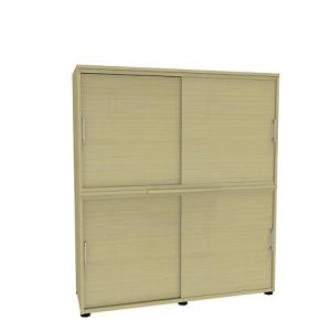 Schiebetürenschrank, B 1350 mm, 4 OH, Ahorn-Dekor Schiebetürenschrank, B 1350 mm, 4 OH, Ahorn-Dekor