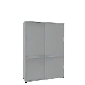 Schiebetürenschrank, B 1350 mm, 5 OH, lichtgrau