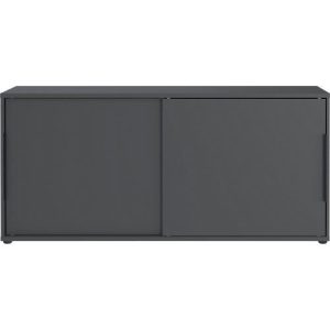 Schiebetürenschrank Porto, 2 Türen, Mittelseite und 4 Einlegeböden, 1 OH, B 1600 x T 400 x H 740 mm, graphit