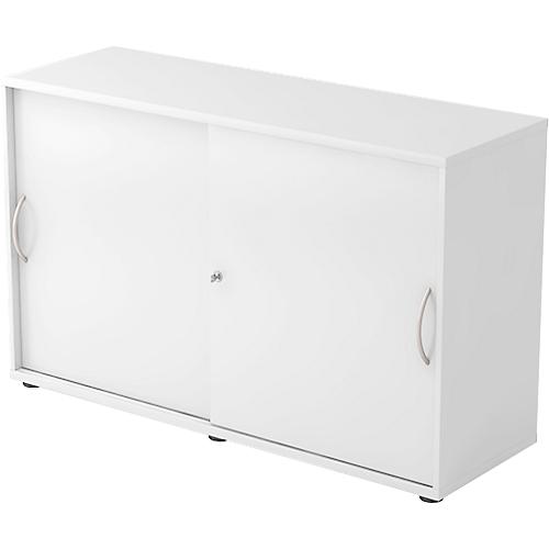 Schiebetürenschrank TARA, 2 Ordnerhöhen, B 1200 x T 400 x H 748 mm, abschließ- & stapelbar, lichtgrau