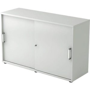Schiebetürenschrank TARVIS, 2 Ordnerhöhen, B 1200 x T 400 x H 748 mm, abschließ- & stapelbar, lichtgrau