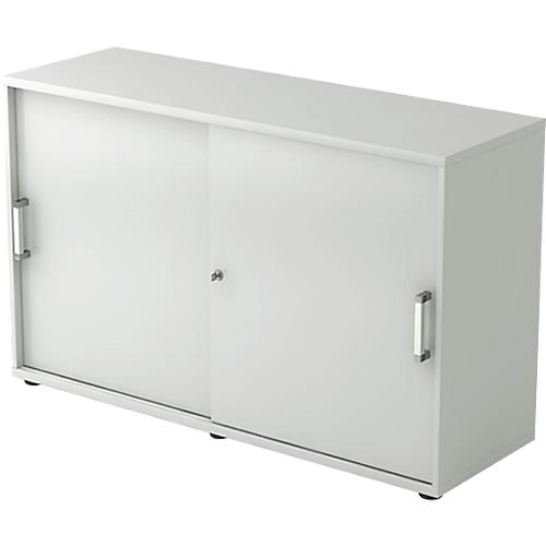 Schiebetürenschrank TARVIS, 2 Ordnerhöhen, B 1200 x T 400 x H 748 mm, abschließ- & stapelbar, lichtgrau