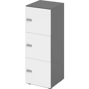 Schließfachschrank Topas Line, 3 Ordnerhöhen, 3 Fächer, Zahlenschloss, B 400 x T 420 x H 1100 mm, graphit/weiß Schließfachschrank Topas Line, 3 Ordnerhöhen, 3 Fächer, Zahlenschloss, B 400 x T 420 x H 1100 mm, graphit/weiß