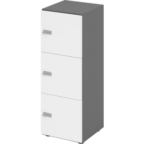 Schließfachschrank Topas Line, 3 Ordnerhöhen, 3 Fächer, Zahlenschloss, B 400 x T 420 x H 1100 mm, graphit/weiß