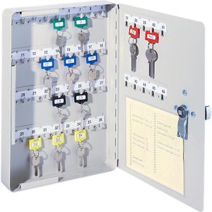 Schlüsselschrank, Elektronikschloss, 46 Haken, lichtgrau