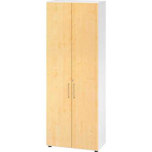 Schränke Breno, 6 OH, abschließbar, 28 kg je Boden, B 800 x T 420 x H 2156 mm, weiß/Ahorn