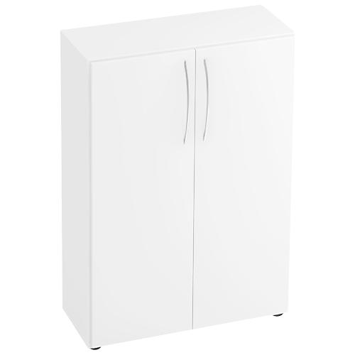 Schrank TARA, 3 Ordnerhöhen, B 800 x T 330 x H 1144 mm, Flügeltüren, 2 Fachböden, stapelbar, weiß