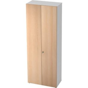 Schrank TOPAS LINE, Akten/Garderobenschrank, 6 Ordnerhöhen, B 800 mm, weiß/Eiche-Dekor