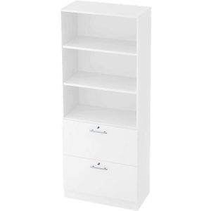 Schrank ULM, mit Hängeregistraturauszügen, 3 OH, H 2004 x B 800 x T 420 mm, weiß/weiß