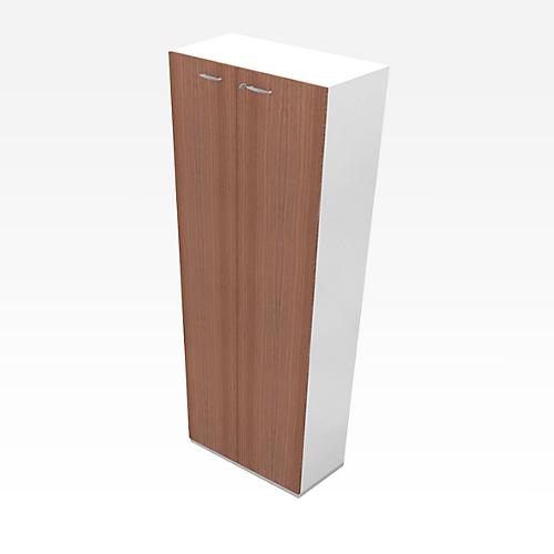 Schrank X-TIME-WORK, 5 OH, Holztüren, 860 x 430 x 2140 mm, Nuss Canaletto-Dekor/weiß