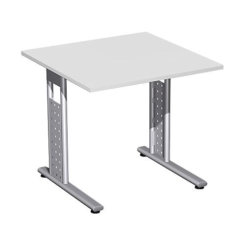 Schreibtisch ALICANTE, C-Fuß, Rechteck, B 800 x T 800 x H 680-820 mm, lichtgrau