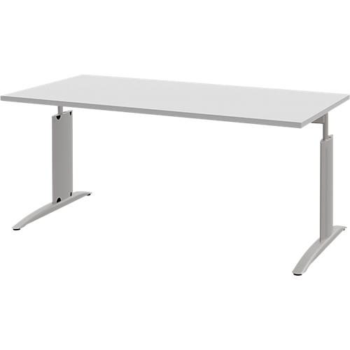 Schreibtisch BARI, Rechteck, Form A, C-Fuß, B 1600 x T 800 mm, hellgrau