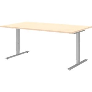 Schreibtisch BARI, T-Fuß, Rechteck, B 1600 x T 800 x H 680-820 mm, Ahorn/Alu Schreibtisch BARI, T-Fuß, Rechteck, B 1600 x T 800 x H 680-820 mm, Ahorn/Alu