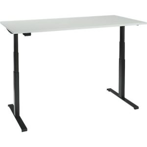 Schreibtisch, elektrisch höhenverstellbar, T-Fuß, B 1200 x T 800 x H 620-1270 mm, lichtgrau/schwarz + Memoryschalter Schreibtisch, elektrisch höhenverstellbar, T-Fuß, B 1200 x T 800 x H 620-1270 mm, lichtgrau/schwarz + Memoryschalter
