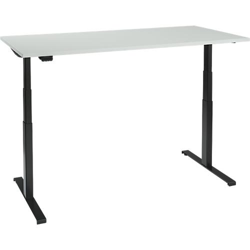 Schreibtisch, elektrisch höhenverstellbar, T-Fuß, B 1200 x T 800 x H 620-1270 mm, lichtgrau/schwarz + Memoryschalter
