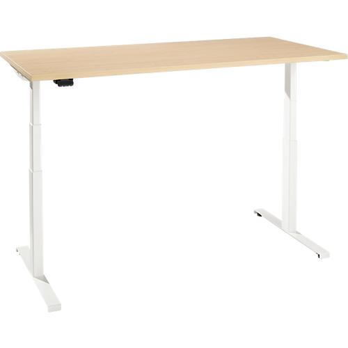Schreibtisch, elektrisch höhenverstellbar, T-Fuß, B 1600 x T 800 x H 620-1270 mm, Ahorn/weiß + Memoryschalter