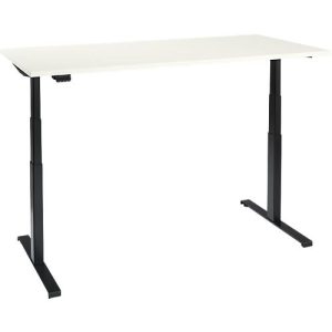 Schreibtisch, elektrisch höhenverstellbar, T-Fuß, B 1600 x T 800 x H 620-1270 mm, weiß/schwarz + Memoryschalter Schreibtisch, elektrisch höhenverstellbar, T-Fuß, B 1600 x T 800 x H 620-1270 mm, weiß/schwarz + Memoryschalter