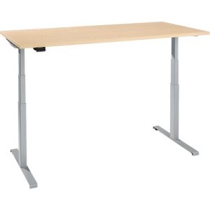 Schreibtisch, elektrisch höhenverstellbar, T-Fuß, B 1800 x T 800 x H 620-1270 mm, Ahorn/weißaluminium + Memoryschalter