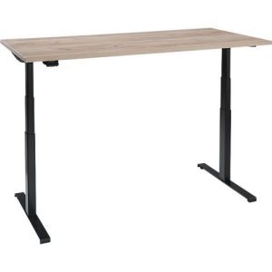 Schreibtisch, elektrisch höhenverstellbar, T-Fuß, B 1800 x T 800 x H 620-1270 mm, Wildeiche/schwarz + Memoryschalter