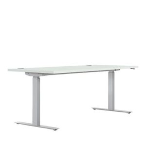 Schreibtisch ERGO DRIVE ED 470, elektrisch höhenverstellbar, Rechteck, T-Fuß, B 1800 x T 800 x H 692-1147 mm, lichtgrau/weißaluminium RAL 9006