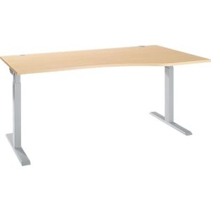 Schreibtisch ERGO-T 2.0, Freiform, Ansatz rechts, T-Fuß, B 1800 x T 1000/800 x H 675-895 mm, Ahorn/weißalu Schreibtisch ERGO-T 2.0, Freiform, Ansatz rechts, T-Fuß, B 1800 x T 1000/800 x H 675-895 mm, Ahorn/weißalu