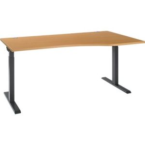 Schreibtisch ERGO-T 2.0, Freiform, Ansatz rechts, T-Fuß, B 1800 x T 1000/800 x H 675-895 mm, Buche/anthrazit Schreibtisch ERGO-T 2.0, Freiform, Ansatz rechts, T-Fuß, B 1800 x T 1000/800 x H 675-895 mm, Buche/anthrazit