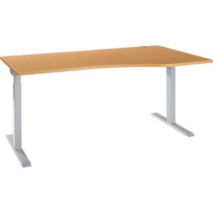 Schreibtisch ERGO-T 2.0, Freiform, Ansatz rechts, T-Fuß, B 1800 x T 1000/800 x H 675-895 mm, Buche/weißalu Schreibtisch ERGO-T 2.0, Freiform, Ansatz rechts, T-Fuß, B 1800 x T 1000/800 x H 675-895 mm, Buche/weißalu