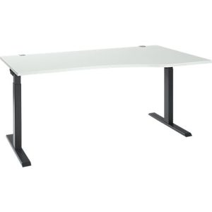 Schreibtisch ERGO-T 2.0, Freiform, Ansatz rechts, T-Fuß, B 1800 x T 1000/800 x H 675-895 mm, lichtgrau/anthrazit Schreibtisch ERGO-T 2.0, Freiform, Ansatz rechts, T-Fuß, B 1800 x T 1000/800 x H 675-895 mm, lichtgrau/anthrazit